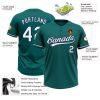 Custom Teal White-Navy Two-Button Unisex Softball Jersey - Image 3