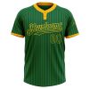 Custom Kelly Green Gold Pinstripe Gold Two-Button Unisex Softball Jersey - Image 2