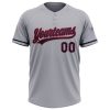 Custom Gray Navy-Red Two-Button Unisex Softball Jersey - Image 2