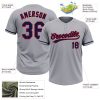 Custom Gray Navy-Red Two-Button Unisex Softball Jersey - Image 3