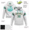 Custom Stitched White Aqua-Orange Football Pullover Sweatshirt Hoodie - Image 2