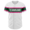 Custom White Pink-Kelly Green Authentic Baseball Jersey - Image 2