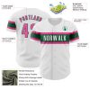 Custom White Pink-Kelly Green Authentic Baseball Jersey - Image 3