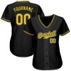 Custom Black Gold-White Authentic Baseball Jersey - Image 2