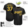 Custom Black Gold-White Authentic Baseball Jersey - Image 3