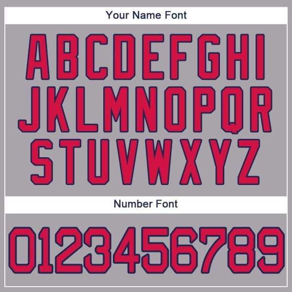 Custom Gray Red-Navy Baseball Jersey - Image 4