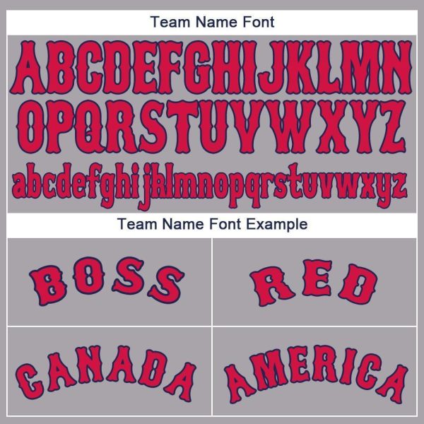 Custom Gray Red-Navy Baseball Jersey - Image 5