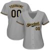 Custom Gray Navy-Old Gold Authentic Baseball Jersey - Image 2