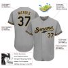 Custom Gray Navy-Old Gold Authentic Baseball Jersey - Image 3