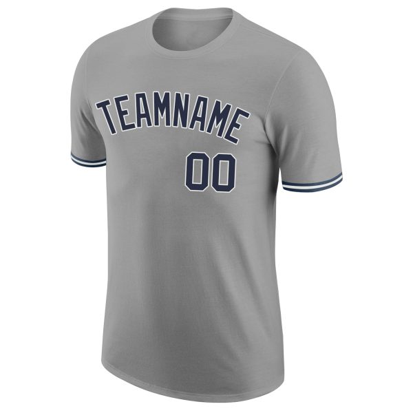 Custom Gray Navy-White Performance T-Shirt - Image 5