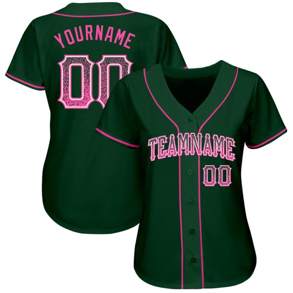 Custom Green Pink-White Authentic Drift Fashion Baseball Jersey - Image 2