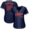 Custom Navy Red-White Authentic Baseball Jersey - Image 2
