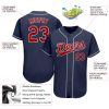 Custom Navy Red-White Authentic Baseball Jersey - Image 3