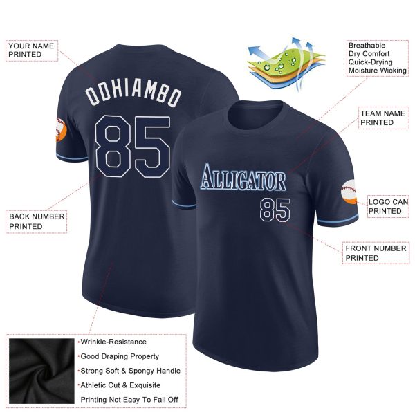 Custom Navy Navy-Powder Blue Performance T-Shirt - Image 2
