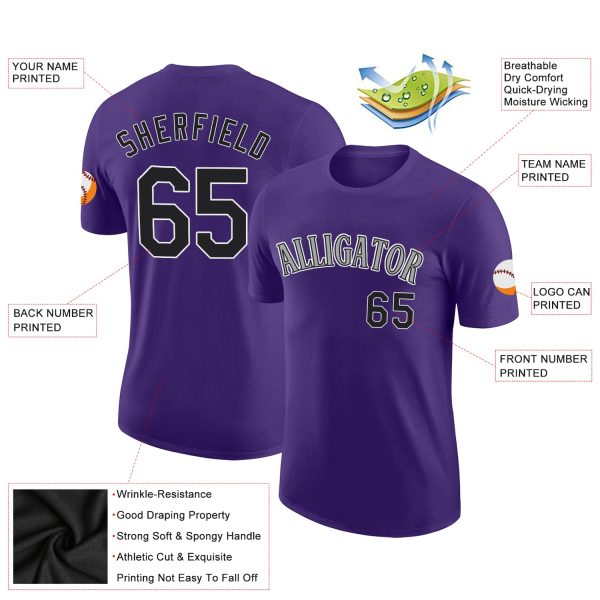 Custom Purple Black-Gray Performance T-Shirt - Image 2