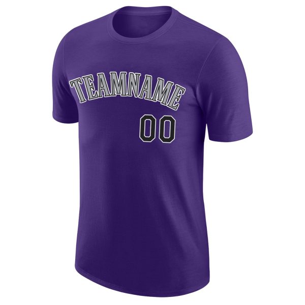 Custom Purple Black-Gray Performance T-Shirt - Image 5