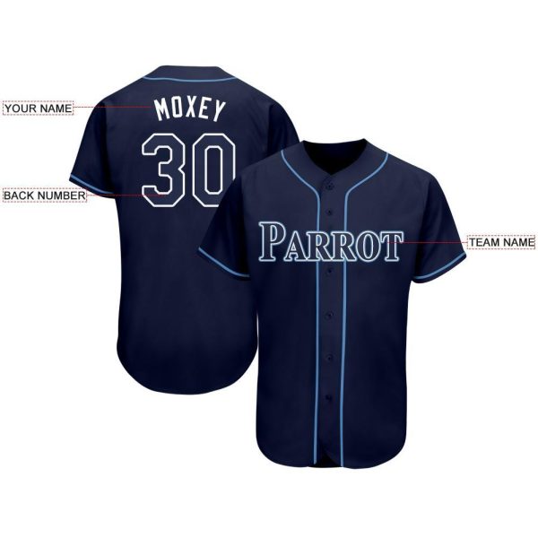 Custom Navy White-Powder Blue Baseball Jersey - Image 3
