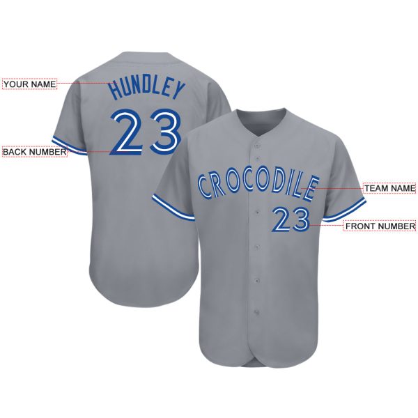 Custom Gray Royal-White Baseball Jersey - Image 3